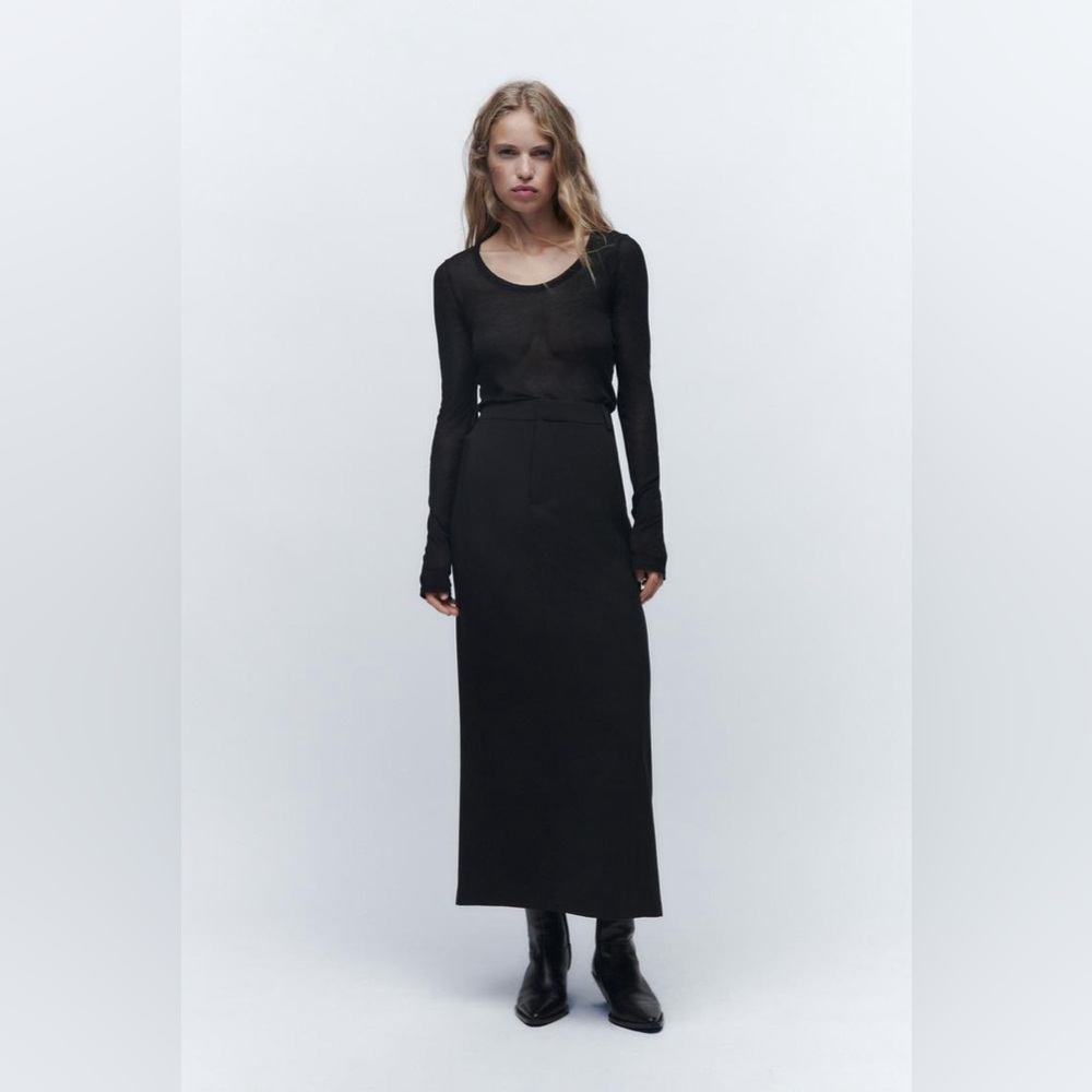 Zara wool blend limited edition black maxi skirt- size large